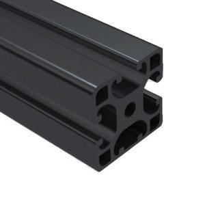 E40-4003-BA-C - 40mm x 40mm BLACK TRI-SLOT ALUMINUM EXTRUSION <span style="font-size: .7em;">(Cut To Length)</span>