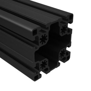 E45-9090-C-BA 90mm x 90mm Black Smooth Aluminum T-Slot<br><span style="font-size: .7em;">(Cut To Length)</span>